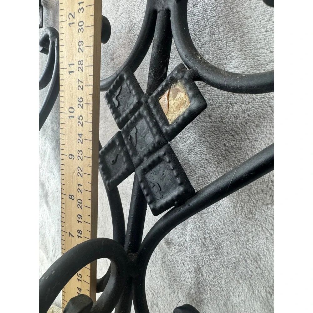 Vintage Black Wrought Iron Gothic Wall Sconce Pair Ornate Scrollwork 19.5 Inch